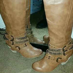 Knee high studded boots